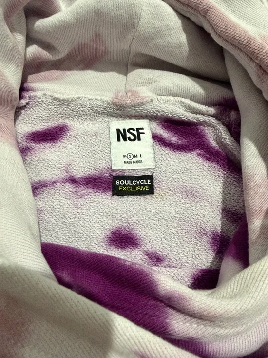 NSF SoulCycle Exclusive Tie-Dye Pullover Hoodie in Purple Blue Gray White Small - Picture 5 of 6